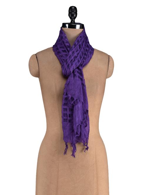 purple plain poly net dupatta - 1150269 - Very Small Image - 1