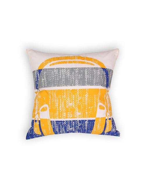 house this gadgets-headphones 100% cotton cushion cover - blue - 11504573 - Very Small Image - 1