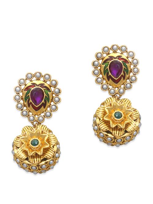 purple and gold toned embellished zinc earrings - 11509054 - Very Small Image - 1
