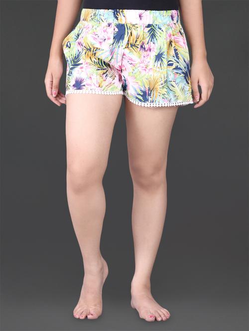 tropical printed lace border shorts - 1150939 - Very Small Image - 1