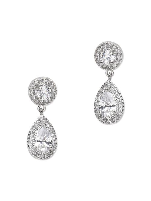 silver metallic crystal drop earrings - 1150950 - Very Small Image - 1