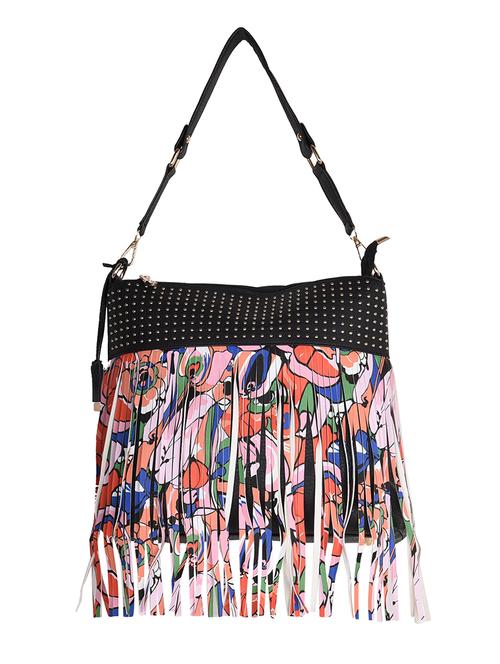 Muulti colored leatherette fringes handbag - 11510591 - Very Small Image - 1