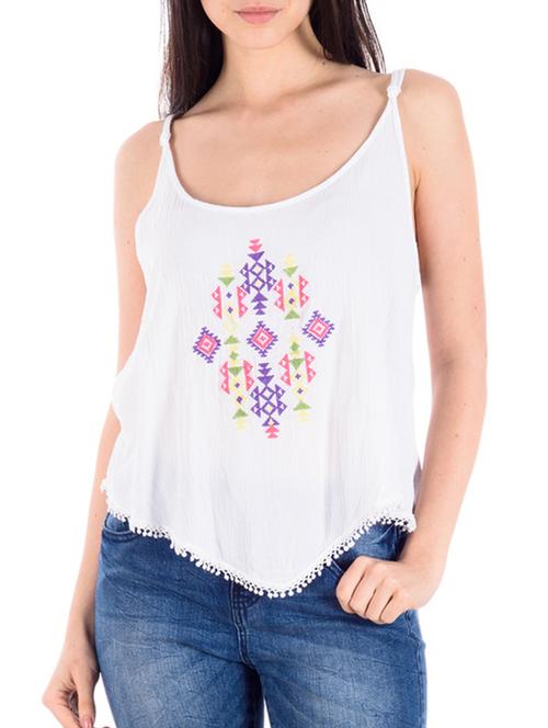 white embroidered crepe top - 11510737 - Very Small Image - 1