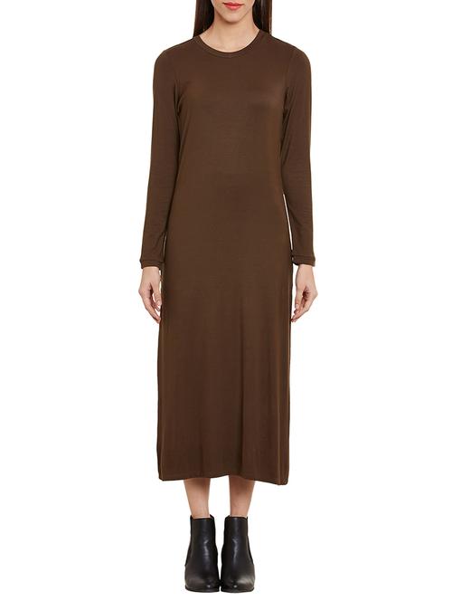 brown viscose dress - 11511043 - Very Small Image - 1