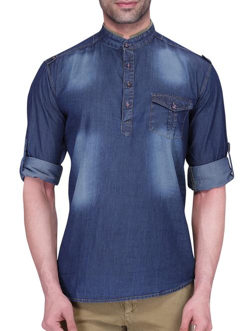 blue cotton kurta - 11513316 - Very Small Image - 1