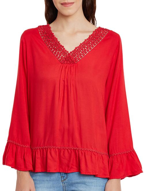 red rayon regular top - 11513505 - Very Small Image - 1