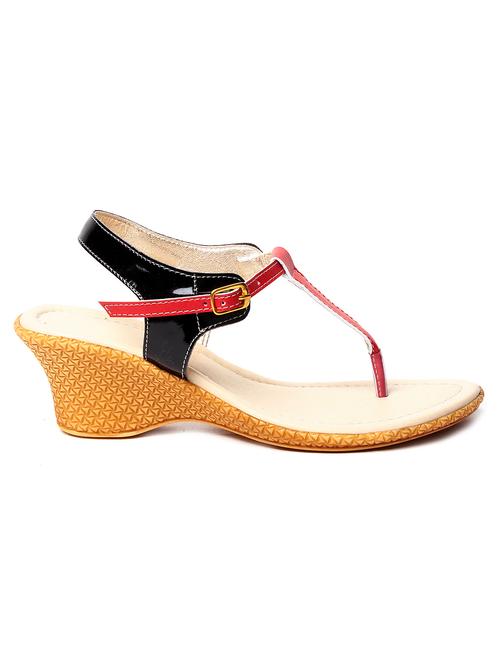 Red Faux Leather Buckled Sandals - 1151377 - Very Small Image - 1