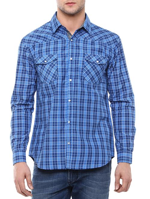 blue cotton casual shirt - 11517006 - Very Small Image - 1