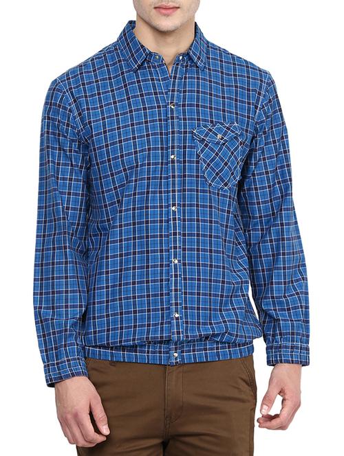blue cotton casual shirt - 11517011 - Very Small Image - 1