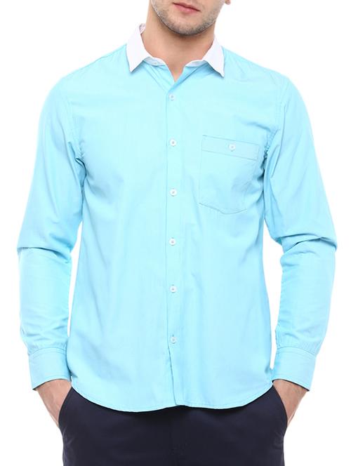 blue cotton casual shirt - 11517026 - Very Small Image - 1
