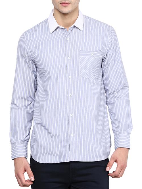 blue cotton casual shirt - 11517028 - Very Small Image - 1