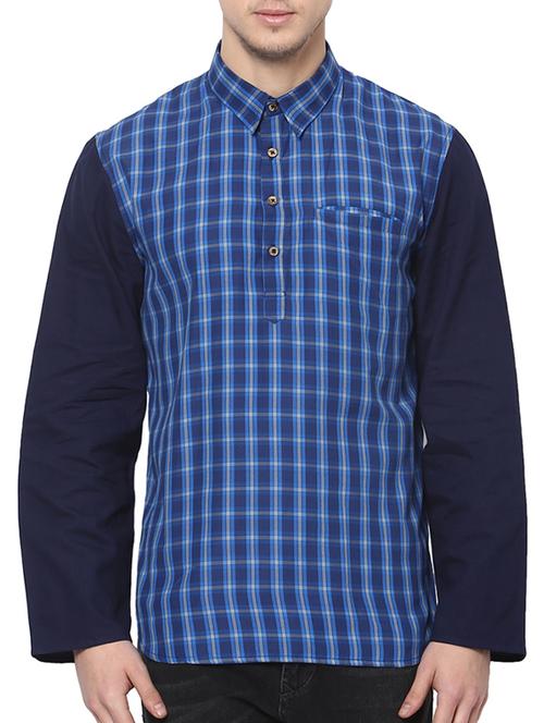 blue cotton kurta - 11517150 - Very Small Image - 1