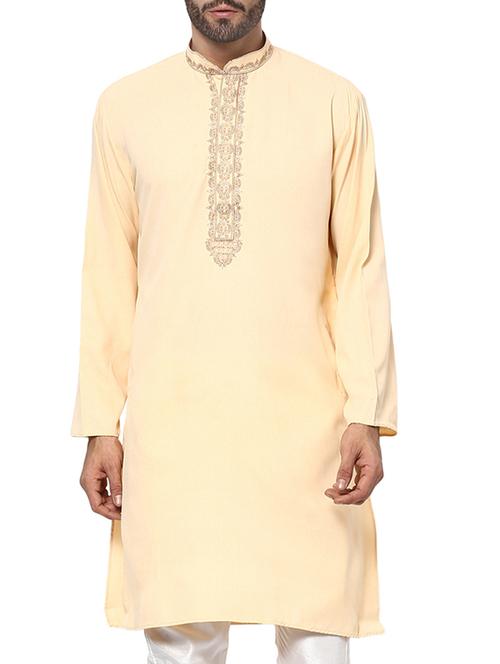 beige cotton kurta - 11517270 - Very Small Image - 1