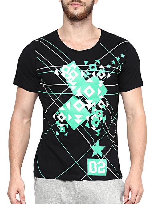 black cotton front print tshirt - 11517460 - Very Small Image - 1