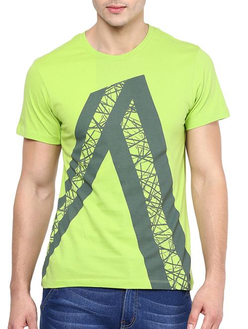 light green printed cotton t-shirt - 11517469 - Very Small Image - 1