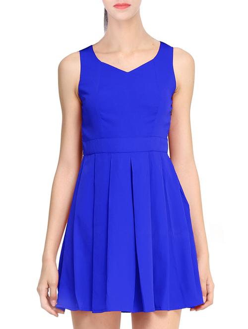 pleated solid a-line dress - 11519472 - Very Small Image - 1