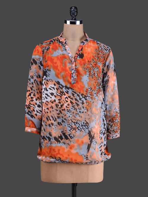 grey digital printed georgette top - 1151963 - Very Small Image - 1