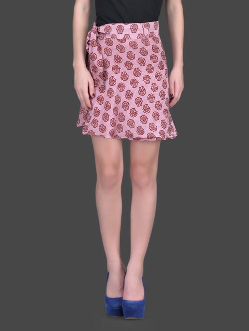 peach floral printed cotton skirt - 1151969 - Very Small Image - 1