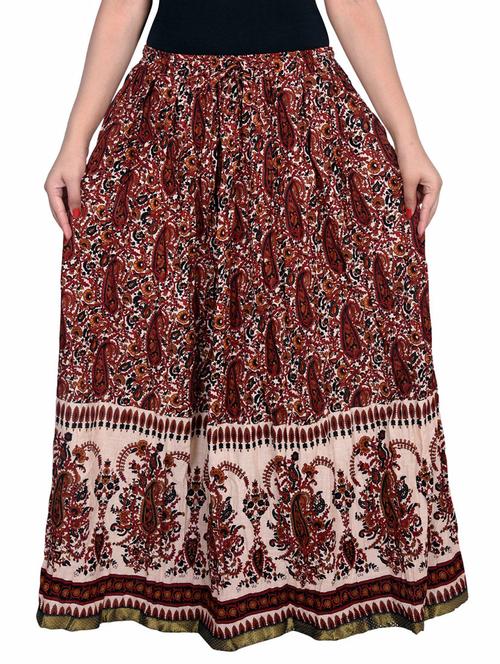 multi colored printed cotton flared skirt - 11522525 - Very Small Image - 1