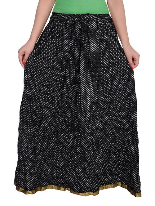 black polka dots cotton flared skirt - 11522527 - Very Small Image - 1