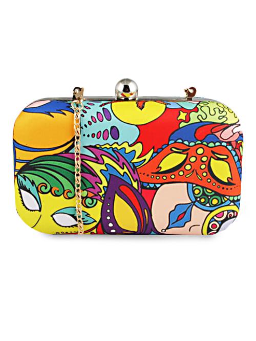 masquerade mask printed silk box clutch - 1152266 - Very Small Image - 1