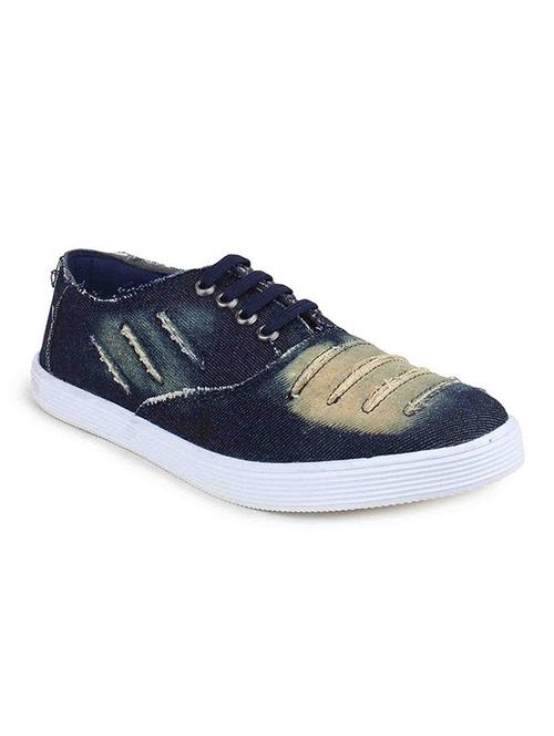 blue denim lace up sneaker - 11524553 - Very Small Image - 1