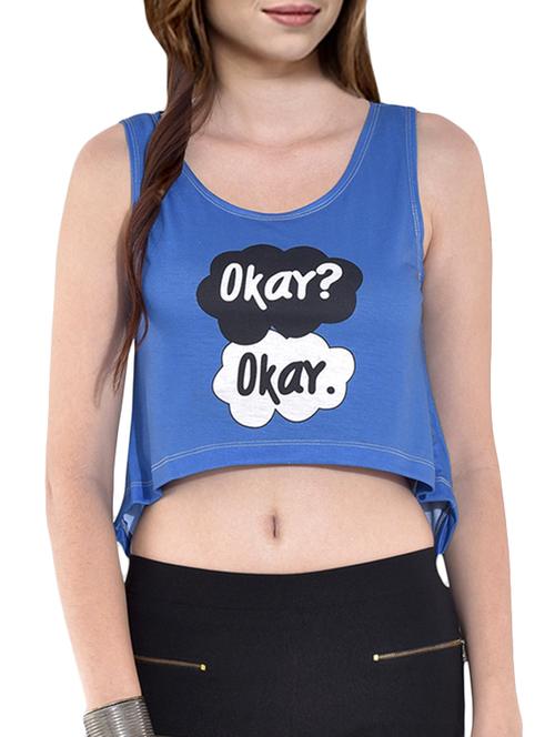 blue printed crop top - 11525141 - Very Small Image - 1