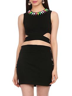 black color, cotton two piece dress - 11529168 - Very Small Image - 1