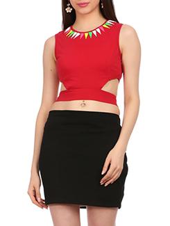 red black color, cotton two piece dress - 11529179 - Very Small Image - 1