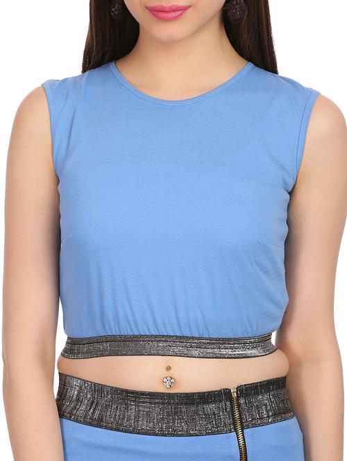 light blue jersey crop top - 11529207 - Very Small Image - 1