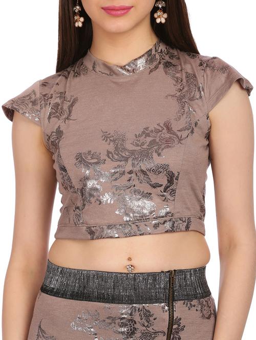 grey jersey crop top - 11529211 - Very Small Image - 1