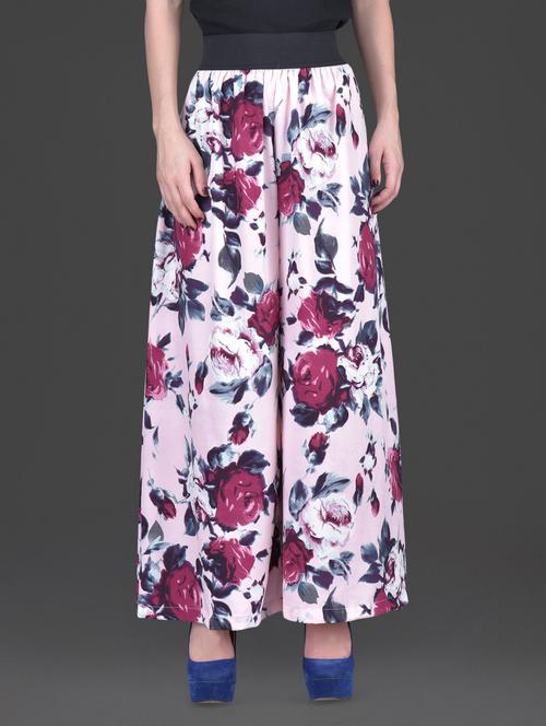 rose printed poly crepe palazzos - 1152967 - Very Small Image - 1