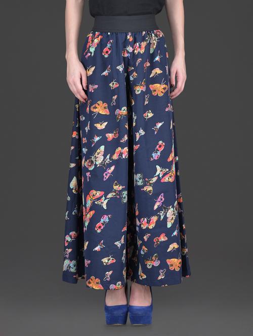 butterflies printed poly crepe palazzos - 1152972 - Very Small Image - 1