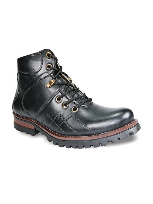 black lace up casual leather boot - 11534936 - Very Small Image - 1