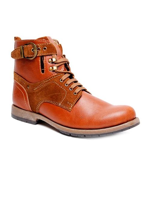 tan lace up casual leather boot - 11534948 - Very Small Image - 1