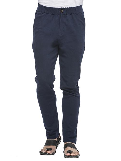 solid navy blue cotton track pant - 11535429 - Very Small Image - 1