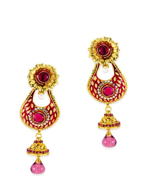 pink metal drop earring - 11539842 - Very Small Image - 1
