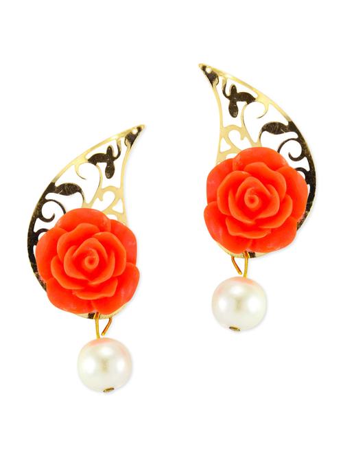 orange metal drop earring - 11539884 - Very Small Image - 1
