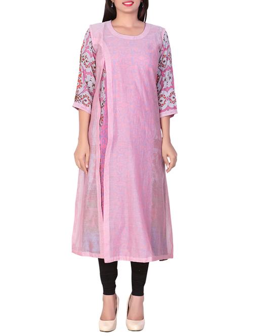 pink linen kurti - 11541939 - Very Small Image - 1