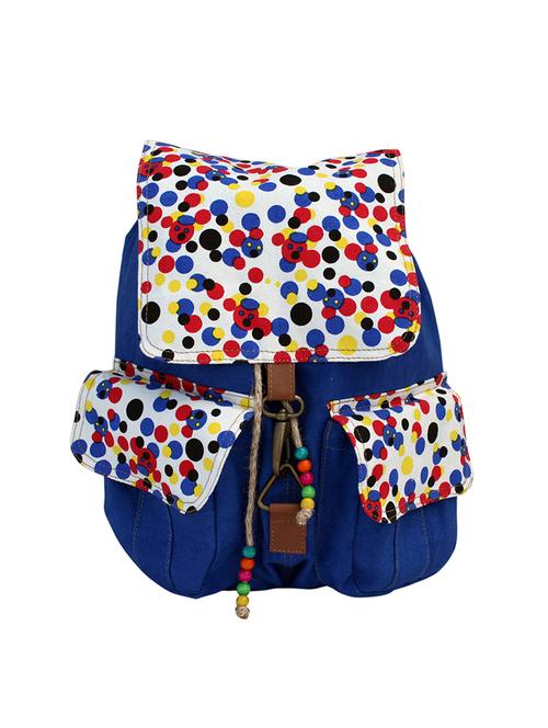 blue color, canvas printed backpack - 11542790 - Very Small Image - 1