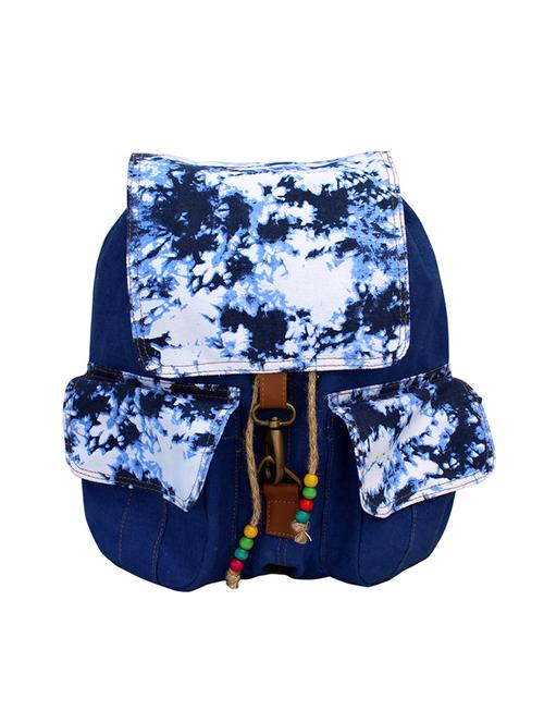blue color, canvas printed backpack - 11542791 - Very Small Image - 1