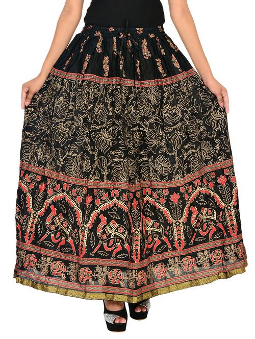 black color, cotton flared skirt - 11552723 - Very Small Image - 1