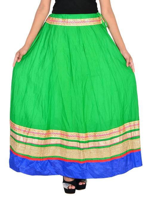 green color, cotton flared skirt - 11552744 - Very Small Image - 1
