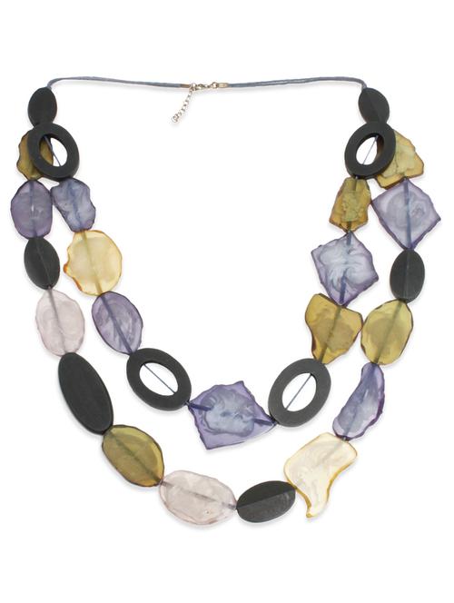 chickraft multi color wood resin cotton chord the eye-catching short necklace - 11555060 - Very Small Image - 1