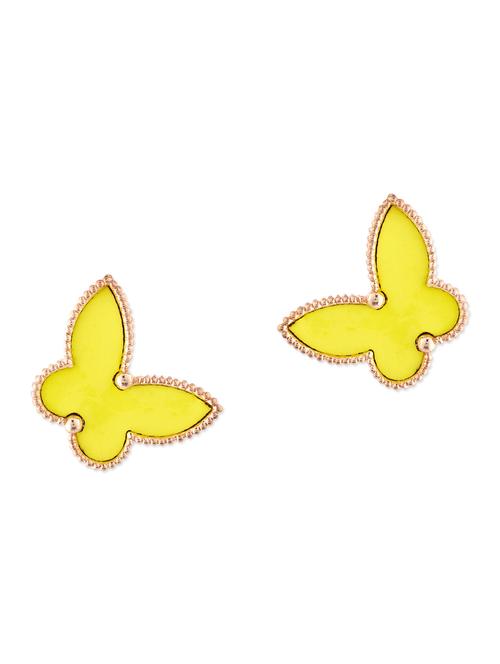 yellow metal studs earrings - 11556202 - Very Small Image - 1