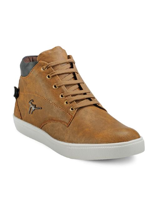 brown leatherette lace up sneaker - 11558120 - Very Small Image - 1