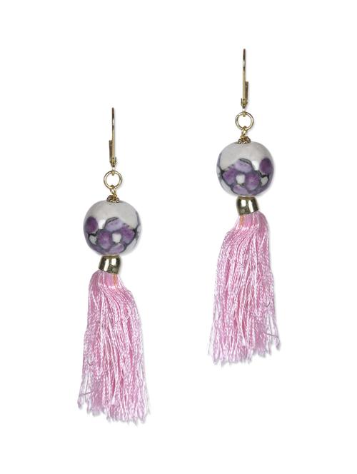 multicolored metallic and ceramic yarned drop earrings - 1155906 - Very Small Image - 1