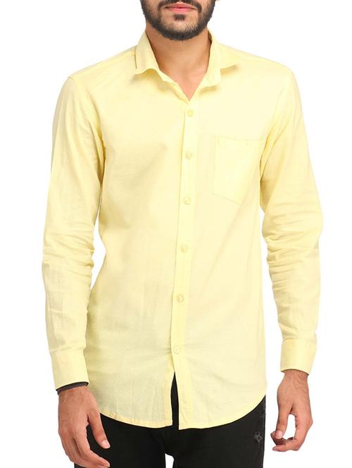 yellow cotton casual shirt - 11566554 - Very Small Image - 1