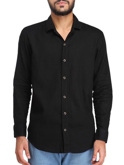 black cotton casual shirt - 11566560 - Very Small Image - 1