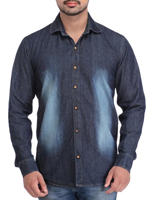 blue denim casual shirt - 11566580 - Very Small Image - 1
